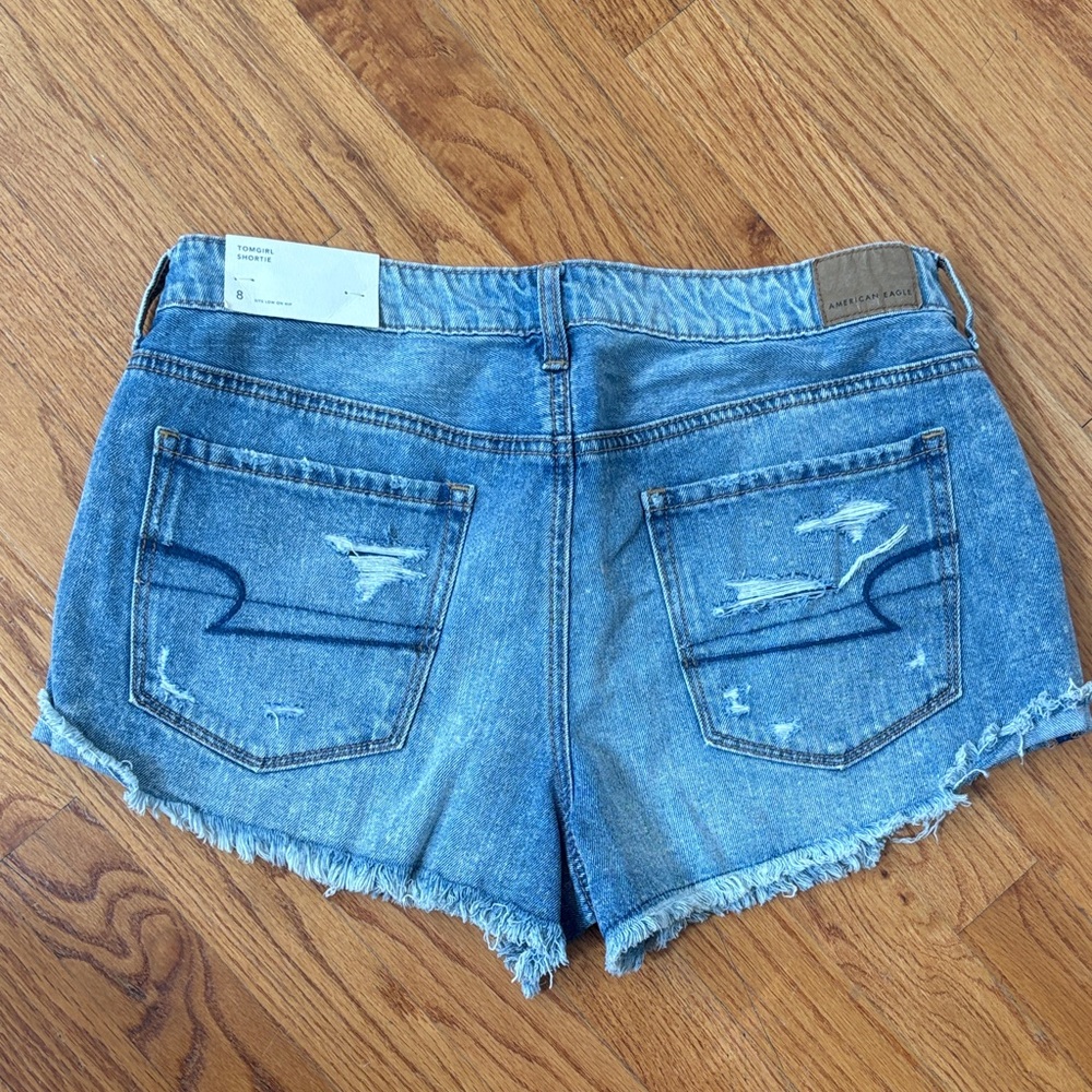 American Eagle Outfitters Light Blue Frayed Jean Shorts